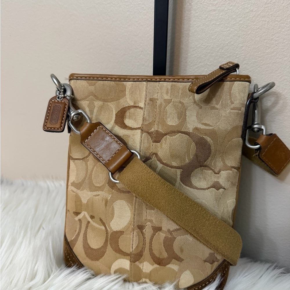 Coach Tan and Brown Crossbody Bag